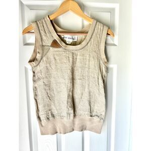 Susan Sandhaus Vintage Linen Top beige sz medium